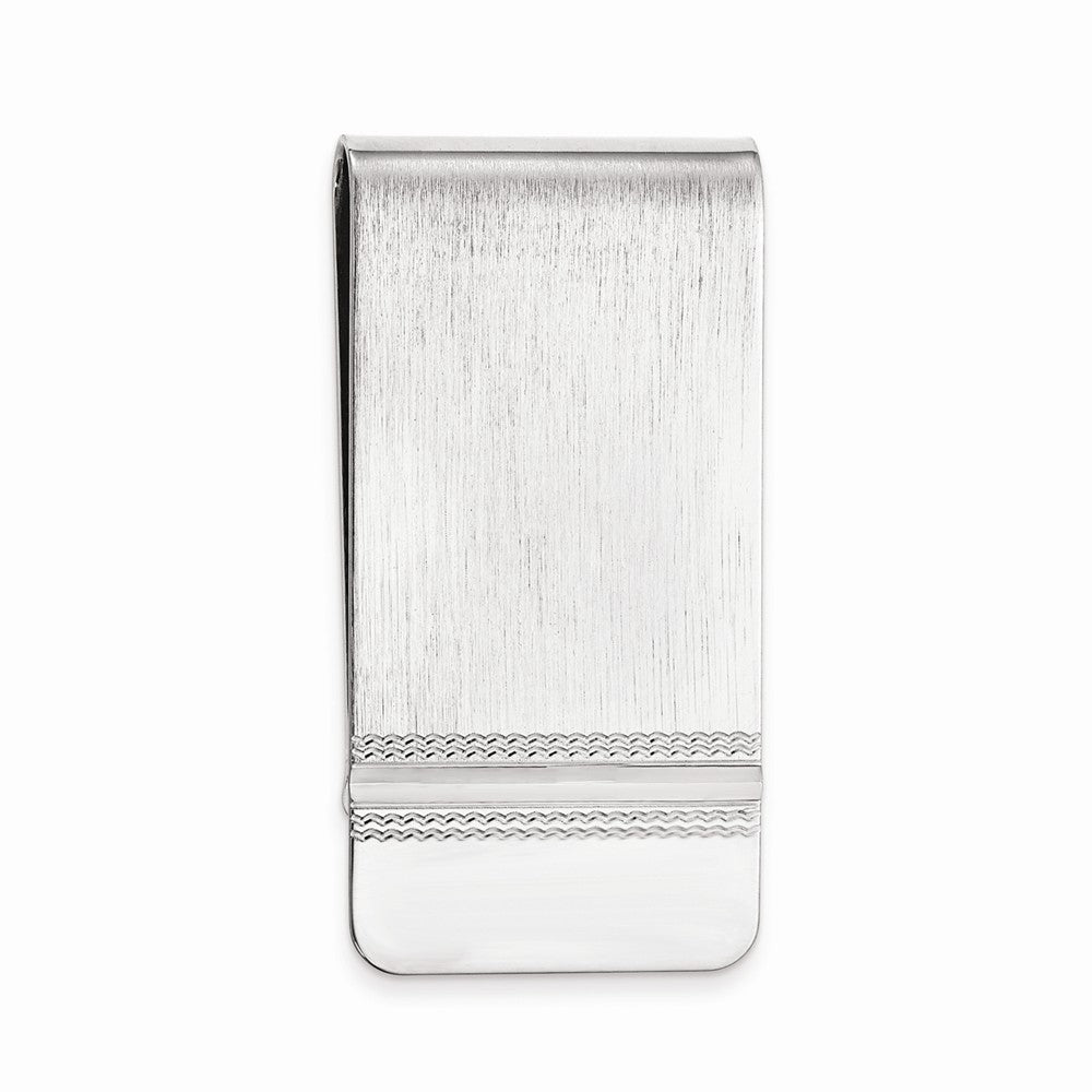 Rhodium-plated Kelly Waters Satin Money Clip with Polished End