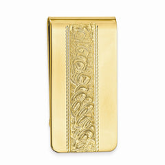 Gold-plated Kelly Waters Money Clip with Swirl Pattern Center