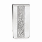 Rhodium-Plated Men's Money Clip with Swirl Design Elegance