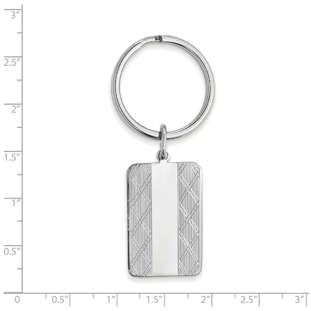 Rhodium-Plated Men's Key Ring with X Pattern Elegant Design Secondary image