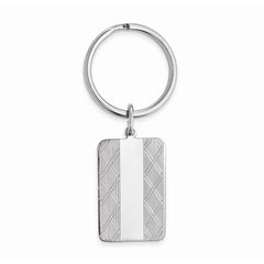 Rhodium-plated Kelly Waters Key Ring with X pattern Sides