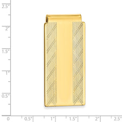 Gold-plated Kelly Waters Hinged Money Clip with X pattern Sides