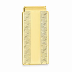 Gold-plated Kelly Waters Hinged Money Clip with X pattern Sides
