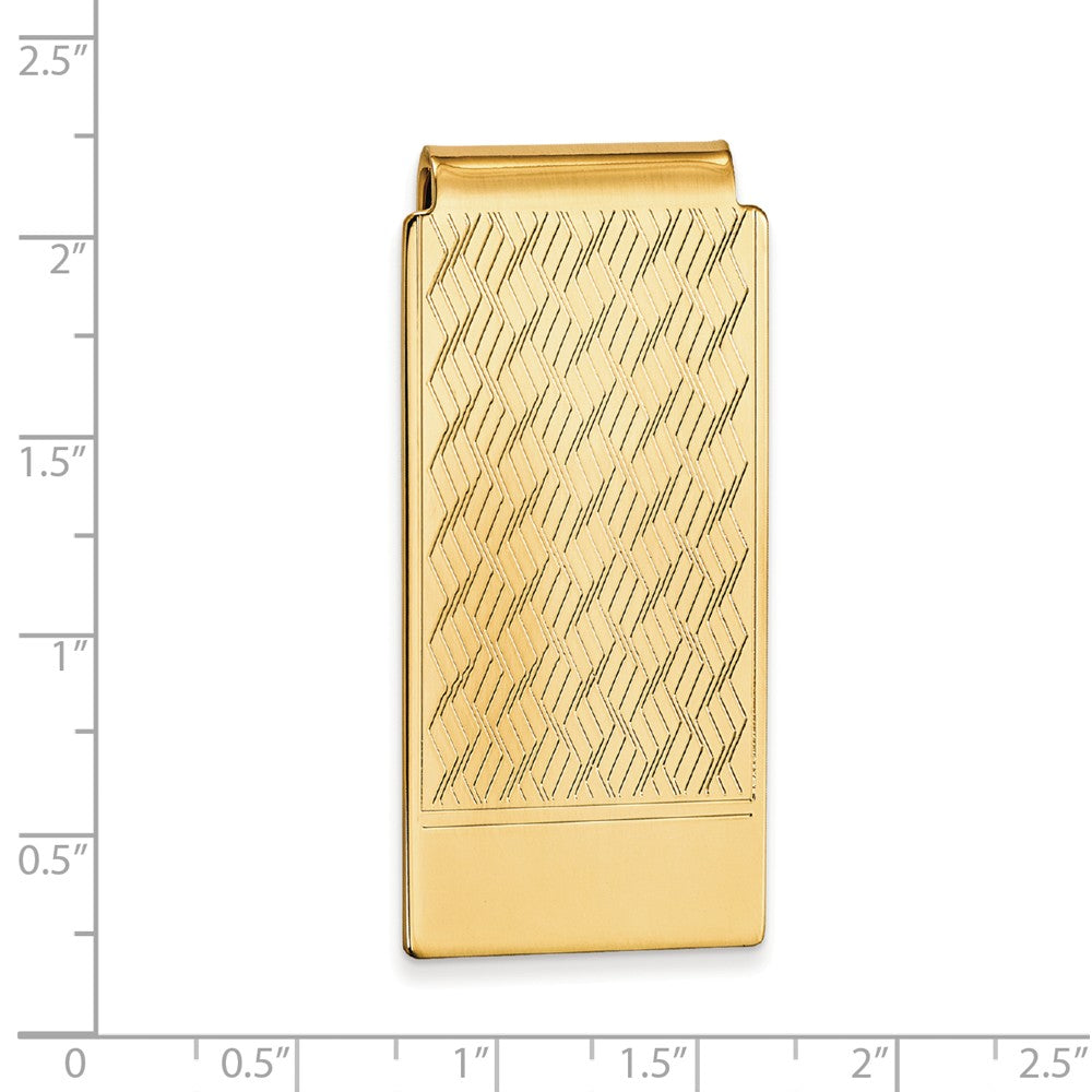 Gold-plated Kelly Waters Chevron Pattern Hinged Money Clip