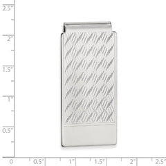 Rhodium-plated Kelly Waters Chevron Pattern Hinged Money Clip