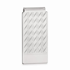 Rhodium-plated Kelly Waters Chevron Pattern Hinged Money Clip