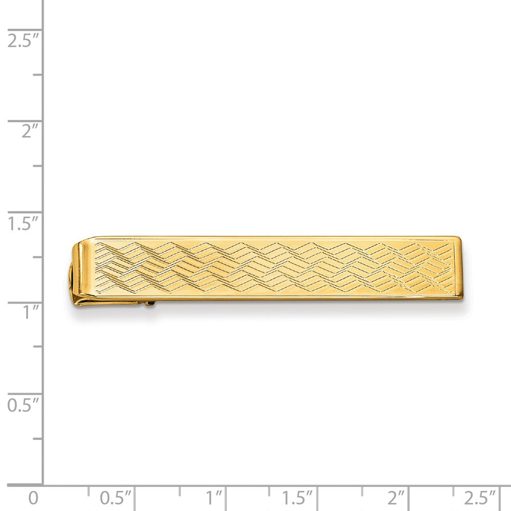 Gold-Plated Chevron Tie Bar with Polished Finish Engravable Gift Ready Secondary image