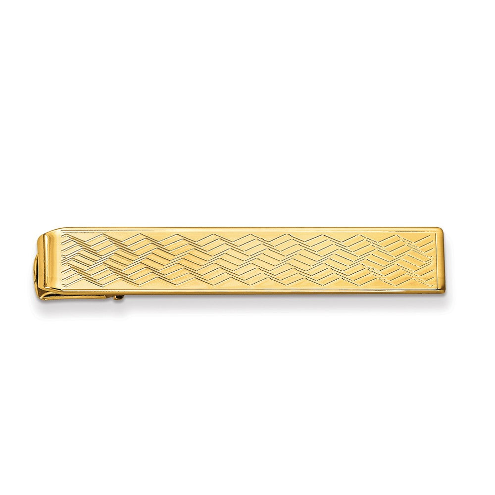 Gold-Plated Chevron Tie Bar with Polished Finish Engravable Gift Ready Main image