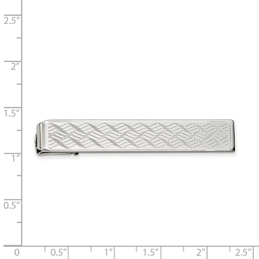 Rhodium Polished Men's Chevron Tie Bar Engravable Gift Ready Secondary image