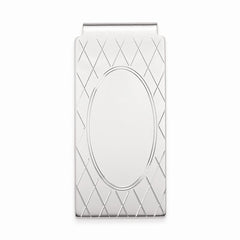 Rhodium-Plated Men's Money Clip with Criss Cross Design