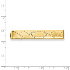 Gold-plated Kelly Waters Tie Bar with Criss Cross & Oval Center