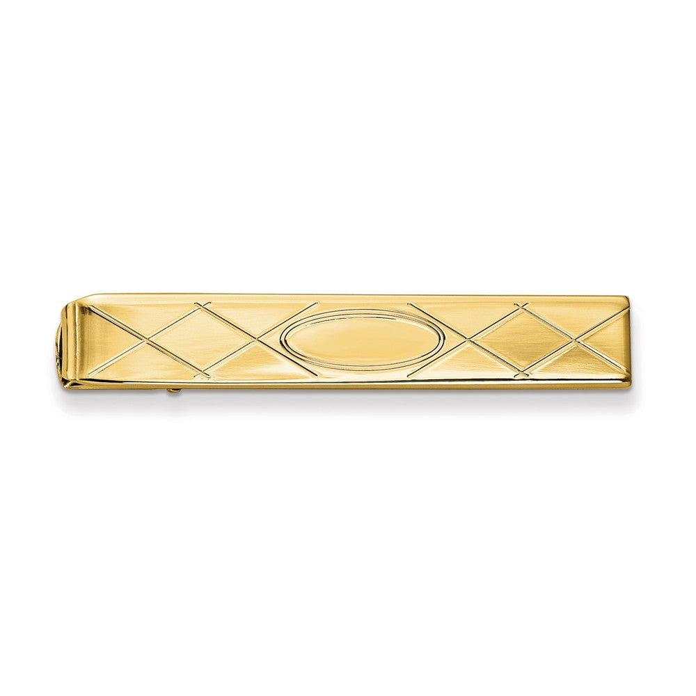 Men's Gold-Plated Polished Tie Bar with Engravable CriSterling Silver CroSterling Silver Design Main image