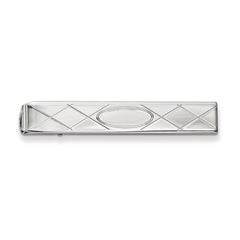 Rhodium-Plated Men's Tie Bar with Engravable CriSterling Silver CroSterling Silver Design