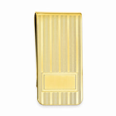 Gold-plated Kelly Waters Money Clip with Lines and Bottom Rectangle