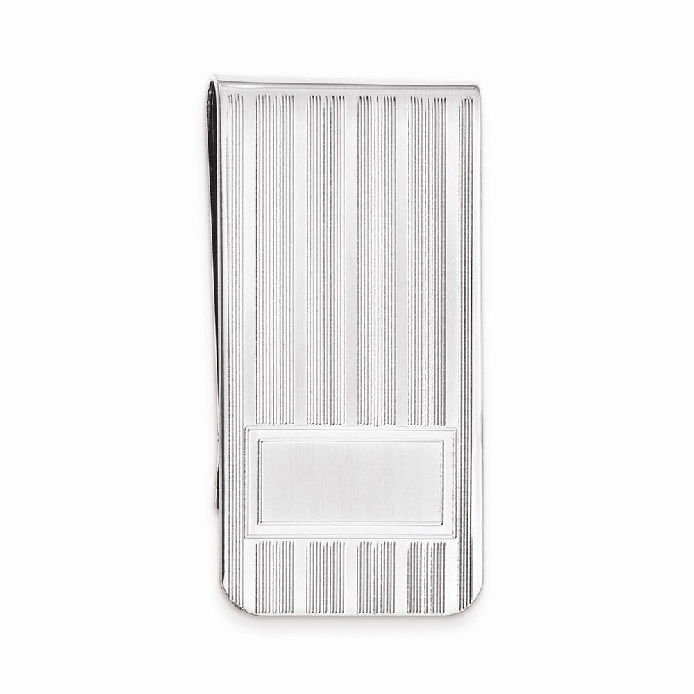 Rhodium-Plated Men's Money Clip with Sleek Lines and Modern Design Main image