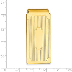 Gold-plated Kelly Waters Hinged Money Clip with Lines and Cut Corners