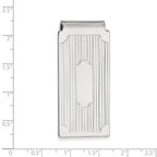 Rhodium-plated Kelly Waters Hinged Money Clip with Lines and Cut Corners