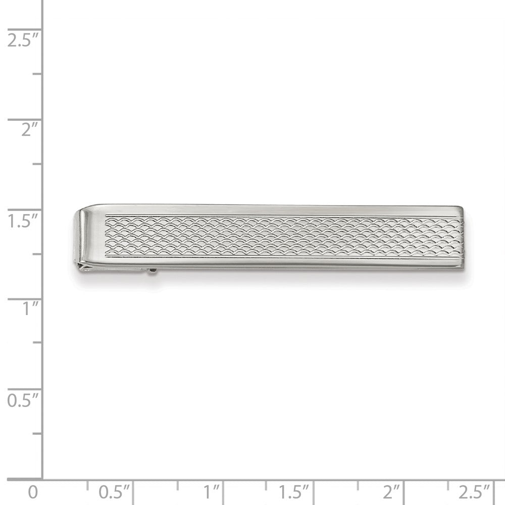 Rhodium-plated Kelly Waters Patterned Tie Bar
