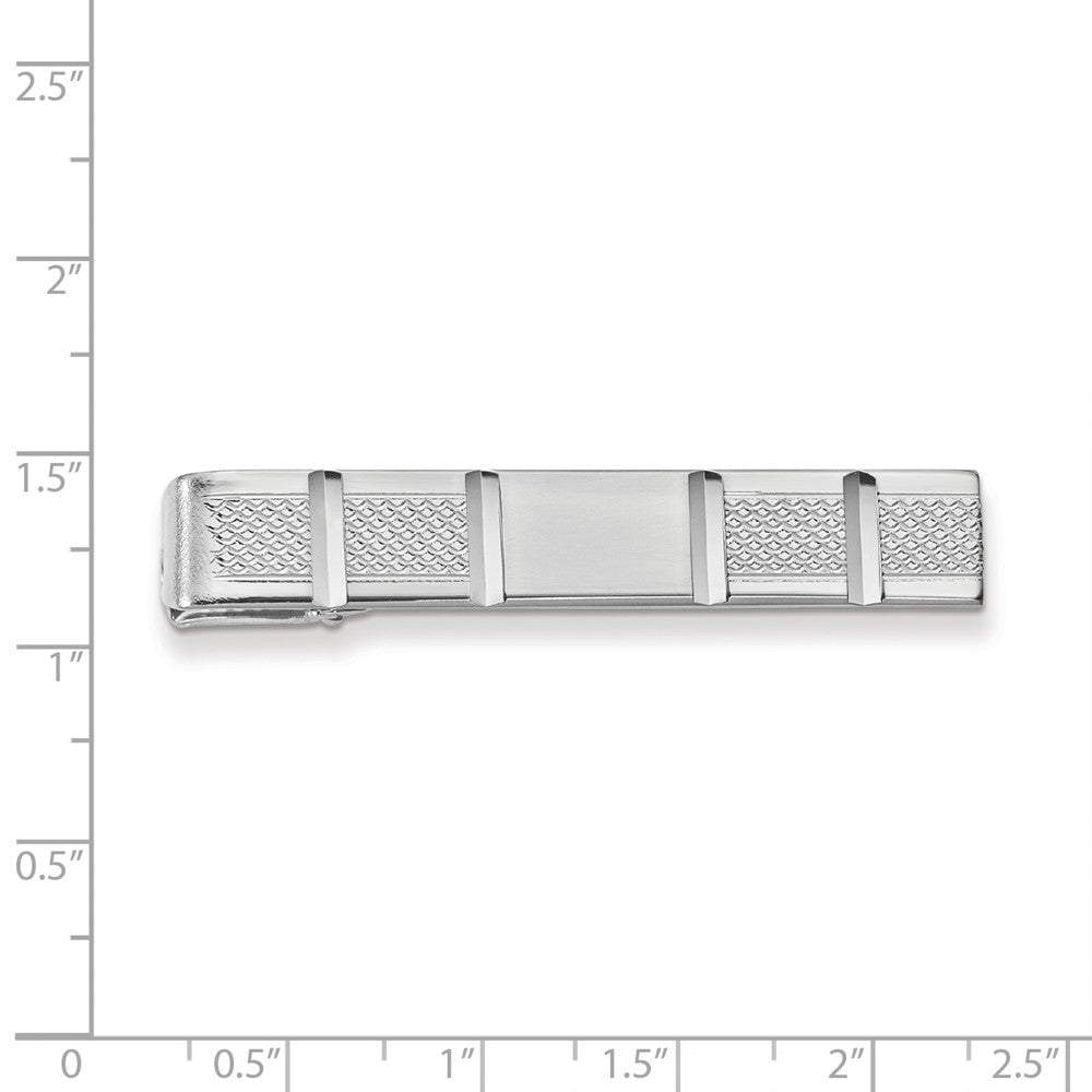 Sophia Jewelers Rhodium-Plated Men's Tie Bar with Polished Engravable Finish Secondary image