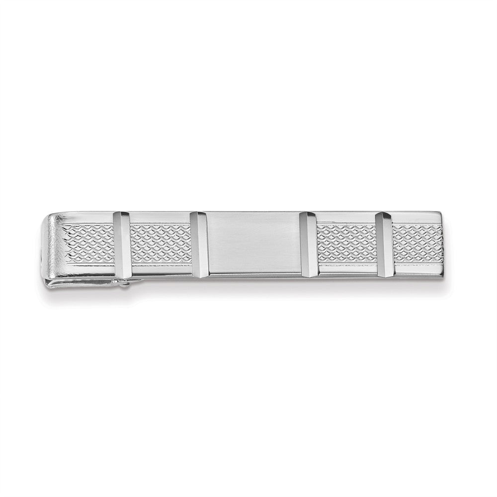 Sophia Jewelers Rhodium-Plated Men's Tie Bar with Polished Engravable Finish Main image