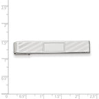 Rhodium-plated Kelly Waters Lined Tie Bar with Center Square