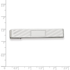 Rhodium-plated Kelly Waters Lined Tie Bar with Center Square