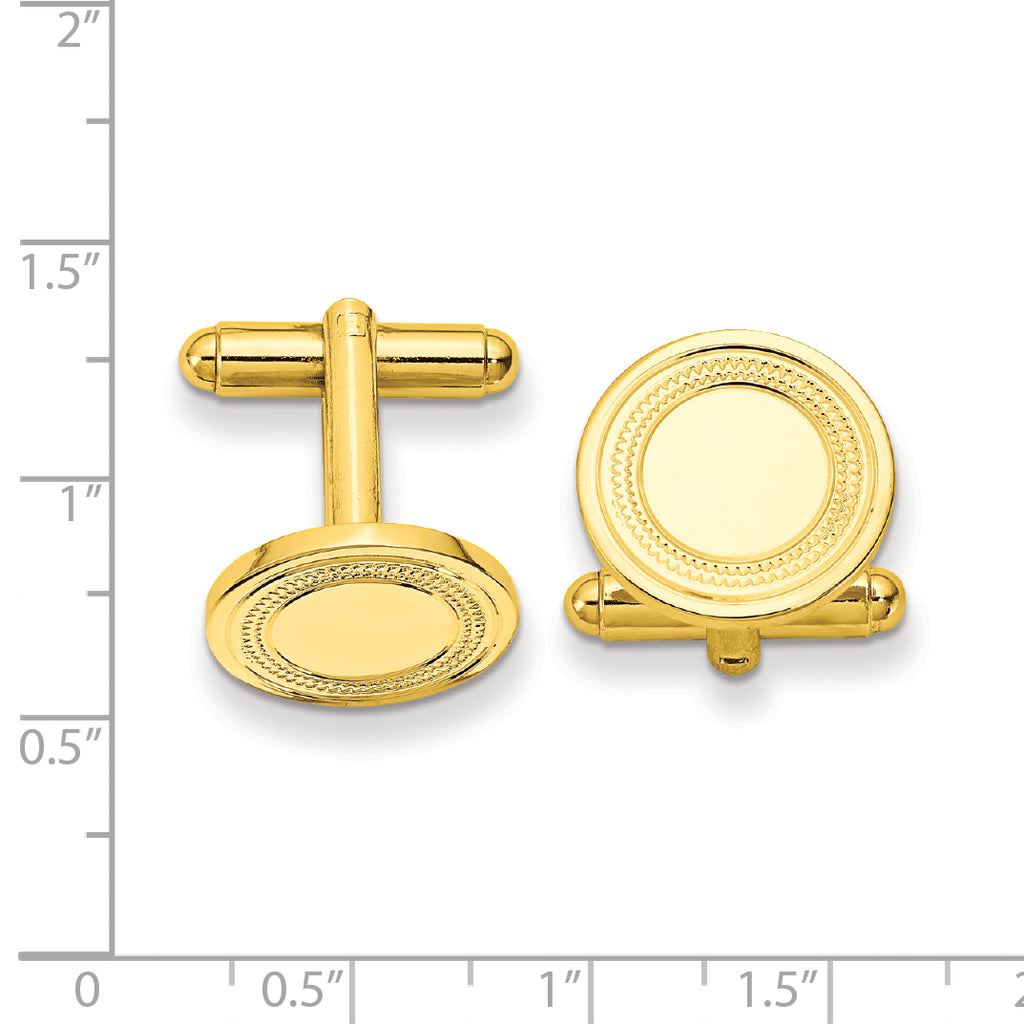 Gold-Plated Men's Cuff Links with Polished Finish & Engravable Design