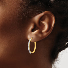 14K Crystals from Swarovski Polished Hoop Earrings