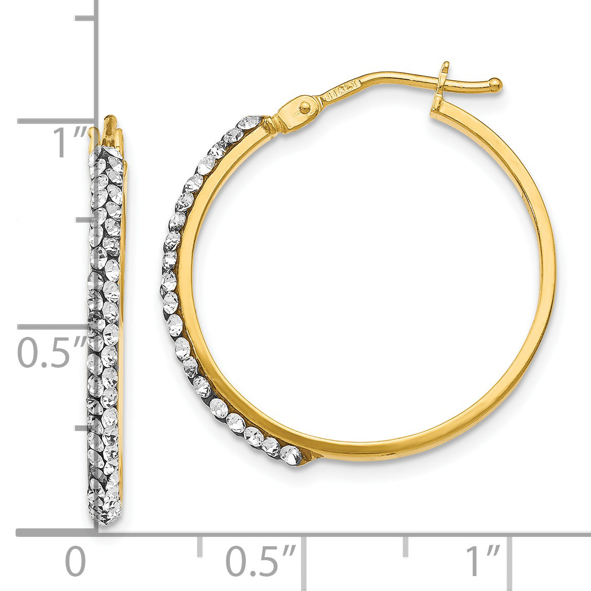 14K Crystals from Swarovski Polished Hoop Earrings