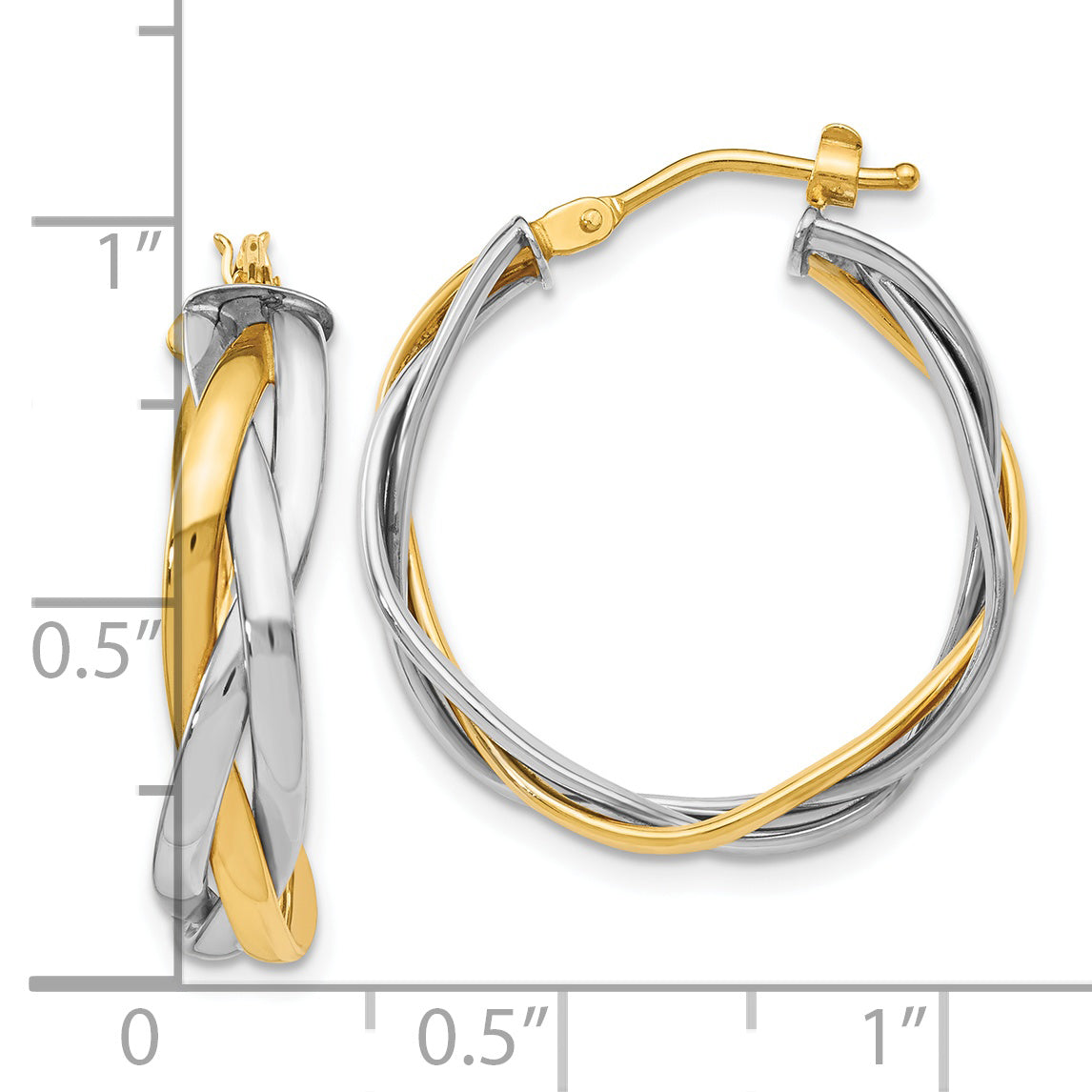 14K Two-tone Braided Hoop Earrings
