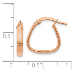 Leslie's 14k Rose Gold Polished and Textured Hoop Earrings