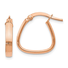 Leslie's 14k Rose Gold Polished and Textured Hoop Earrings