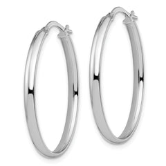 14K White Gold Oval Hoop Earrings with Polished Finish Lifetime Guarantee