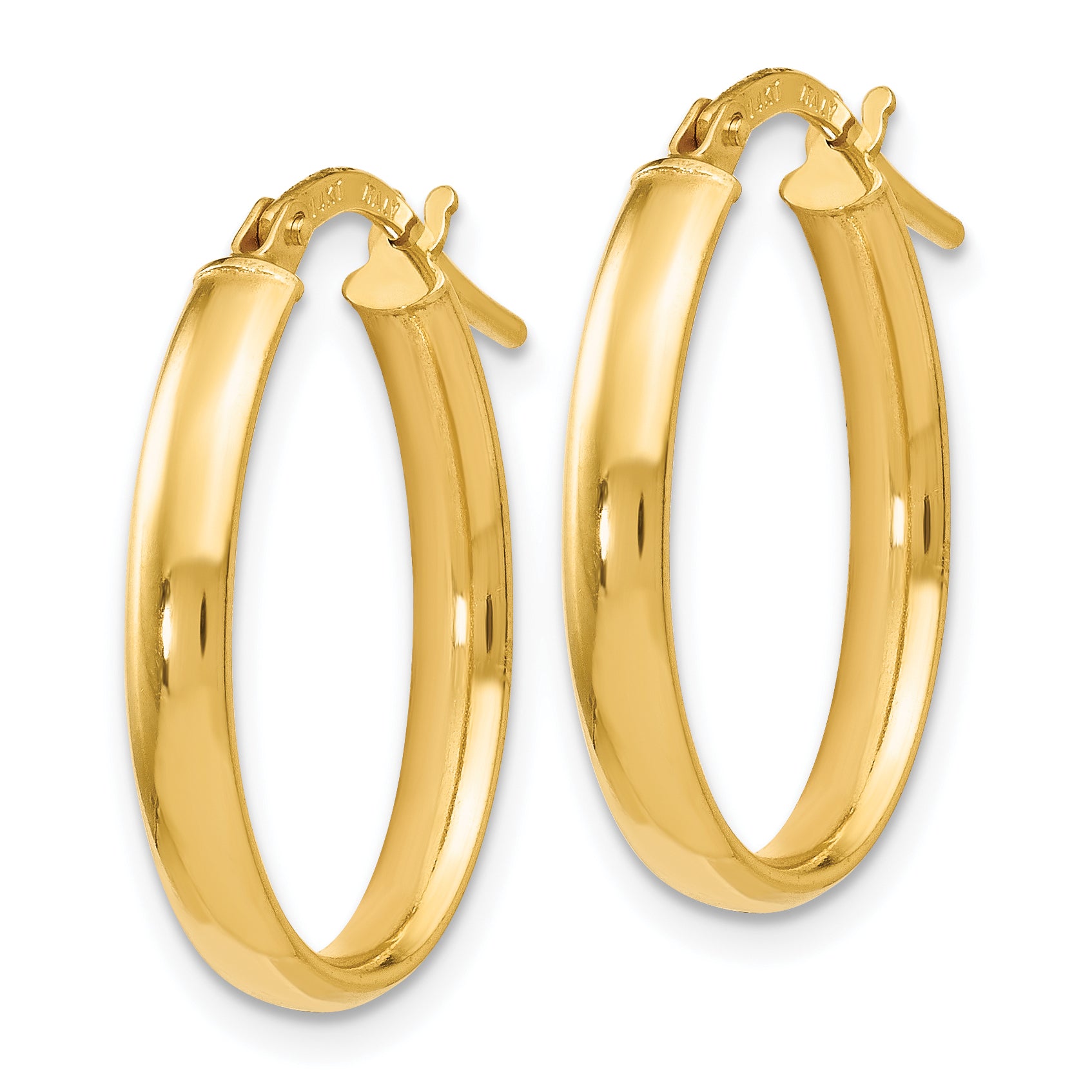 14K Gold Polished Oval Hoop Earrings with Lifetime Guarantee