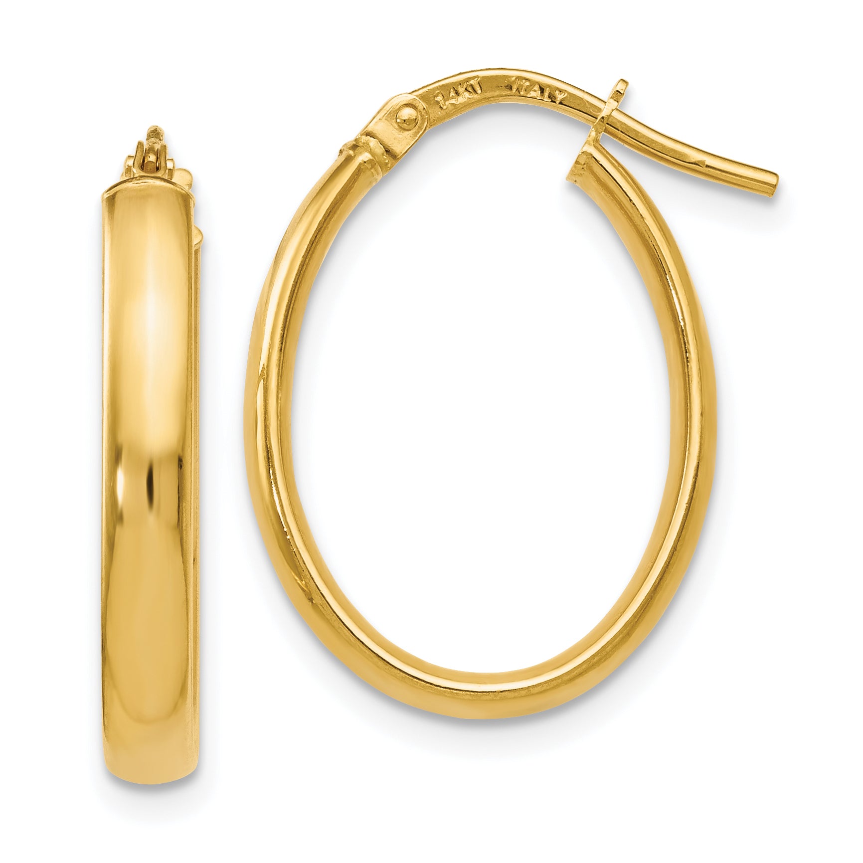 14K Polished Oval Hoop Earrings