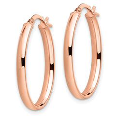 14K Rose Gold Polished Oval Hoop Earrings
