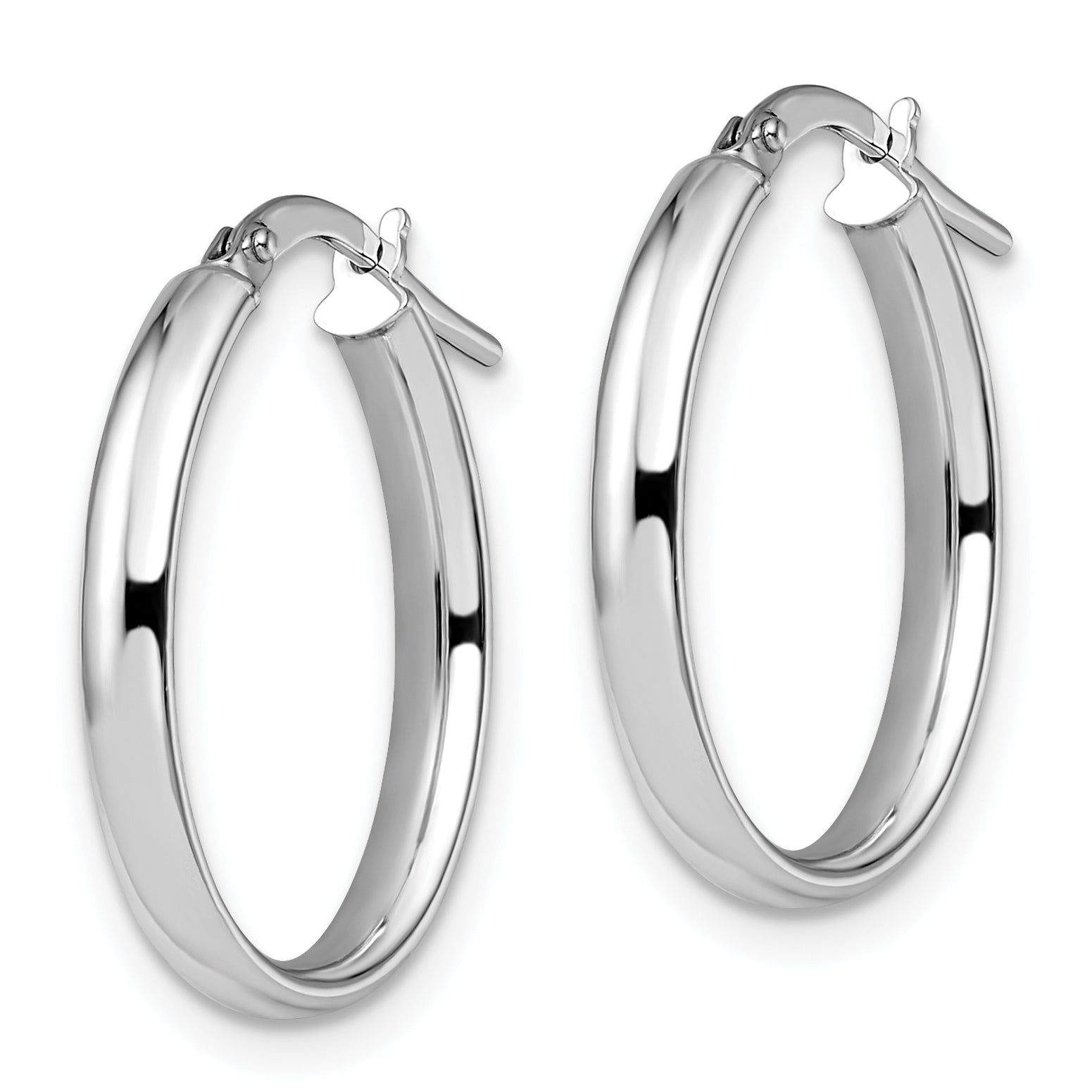 14K White Gold Polished Oval Hoop Earrings with Rhodium Finish and Lifetime Guarantee Secondary image