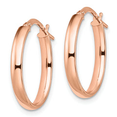 14K Rose Gold Polished Oval Hoop Earrings with Lifetime Guarantee