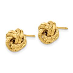 14K Gold Polished Love Knot Earrings with Diamond-Cut Detail  Elegant Women's