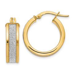 14K Fancy Glimmer Infused Hoop Earrings