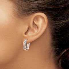 14K White Gold Rose Rhodium-plated Hoop Earrings