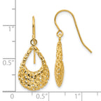 14K Gold Drop Earrings with Polished Finish and Shepherd Hooks Elegant Dangle Style