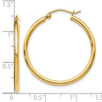 14K Gold Polished Hoop Earrings with Hollow Lightweight Design 30mm