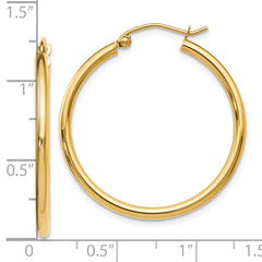 14K Gold Polished Hoop Earrings with Hollow Lightweight Design 30mm