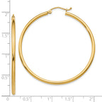 14K Gold Polished Hollow Hoop Earrings with Hinged Closure  Elegant 2mm Thin