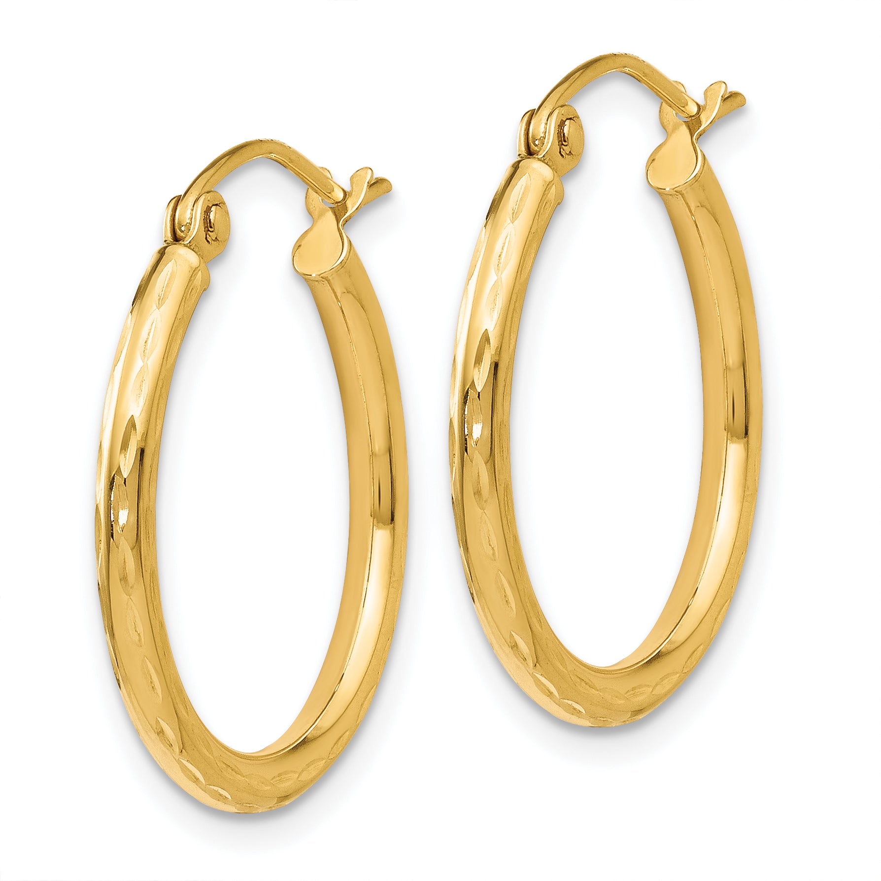 14K Gold Textured Hinged Hoop Earrings with Polished Finish  Elegant & Lightweight Design Secondary image