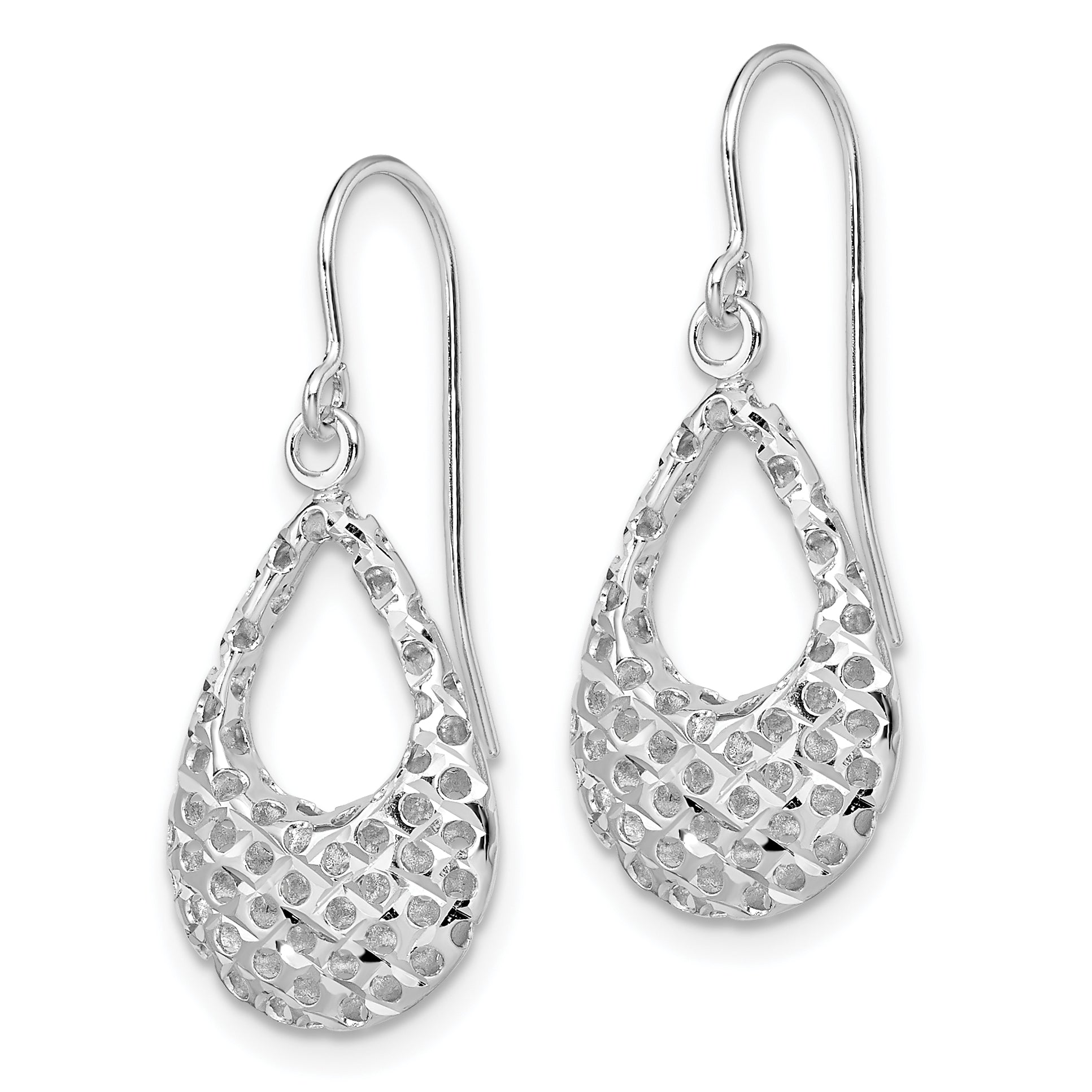 14K White Gold Shepherd Hook Earrings with Rhodium Finish and Lifetime Guarantee