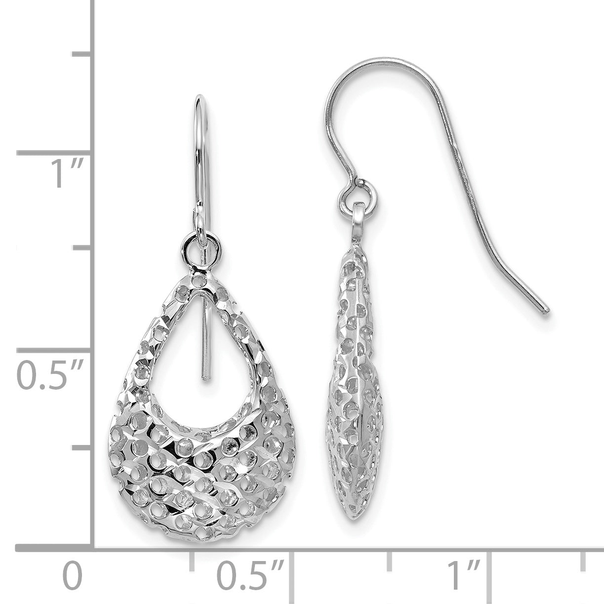 14K White Gold Shepherd Hook Earrings with Rhodium Finish and Lifetime Guarantee
