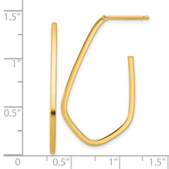 14K Polished Geometric Shaped J-Hoop Post Earrings