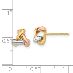 14K Tri-color Polished Love Knot Post Earrings